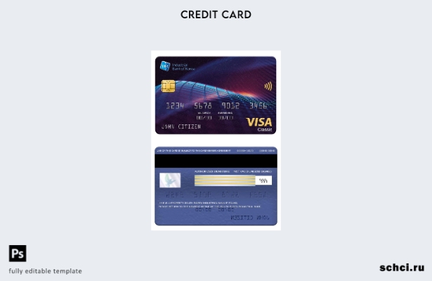 цифровая загрузка шаблона классической карты Visa Industrial Bank Южной Кореи