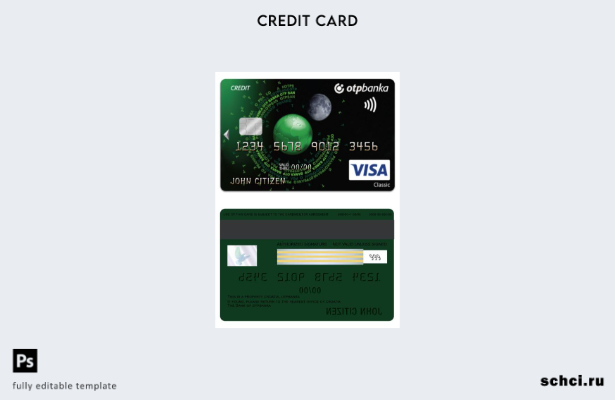 цифровая загрузка шаблона классической кредитной карты OTP Banka Visa в Хорватии