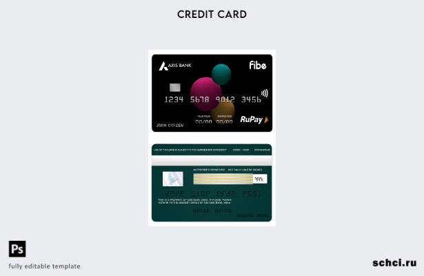 цифровая загрузка шаблона кредитной карты India Axis Bank Fibe RuPay