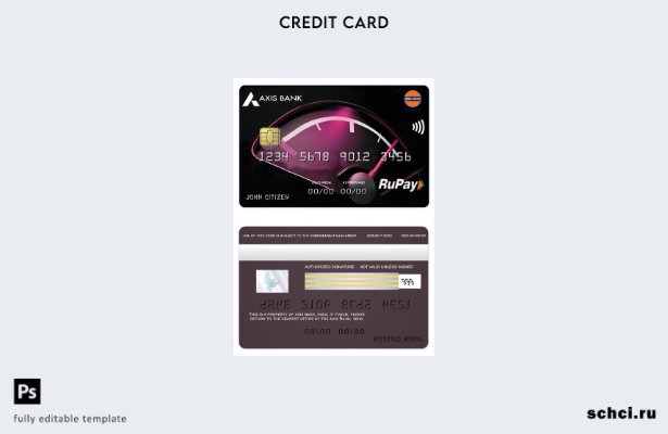 цифровая загрузка шаблона кредитной карты India Axis Bank IOCL RuPay