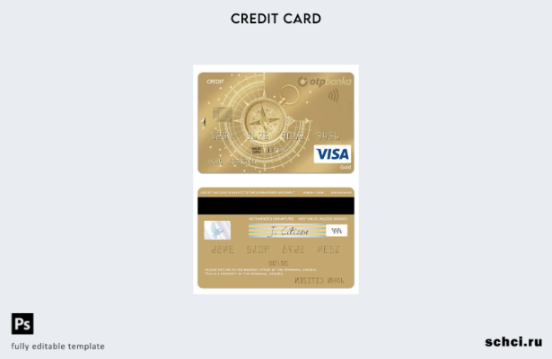 цифровая загрузка шаблона кредитной карты Visa Gold OTP Banka в Хорватии