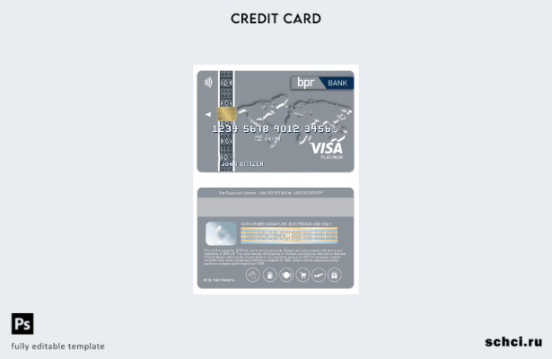 цифровая загрузка шаблона кредитной карты Visa Platinum банка BPR Бурунди