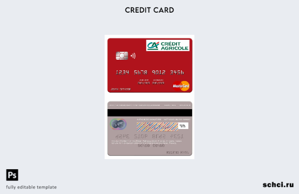цифровая загрузка шаблона мастер карты France Credit Agricole Bank