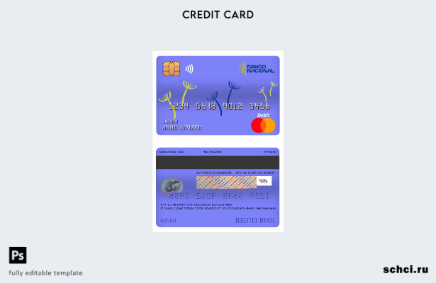 цифровая загрузка шаблона основной дебетовой карты банка Costa Rica Banco Nacion