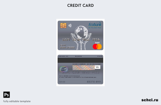 цифровая загрузка шаблона основной дебетовой карты банка Ecobank Конго