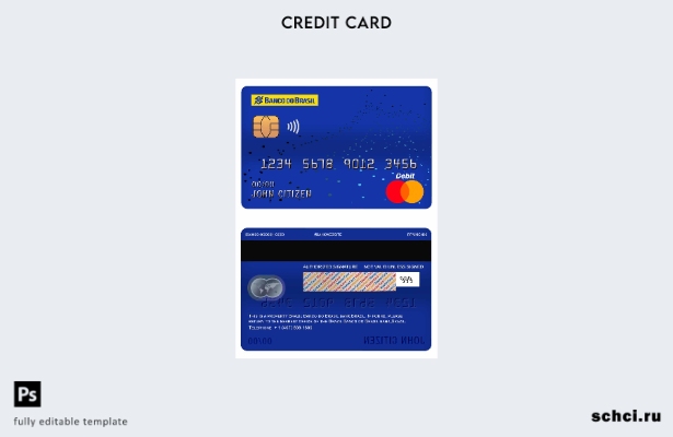цифровая загрузка шаблона основной дебетовой карты Brazil Banco do Brasil Bank