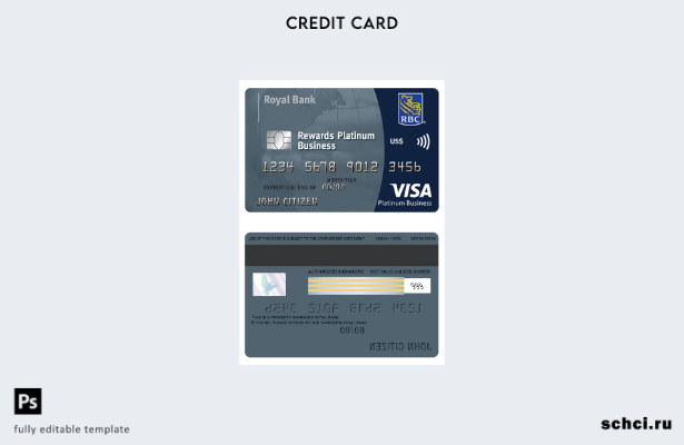 цифровая загрузка шаблона платиновой бизнес карты Visa Barbados Royal Bank