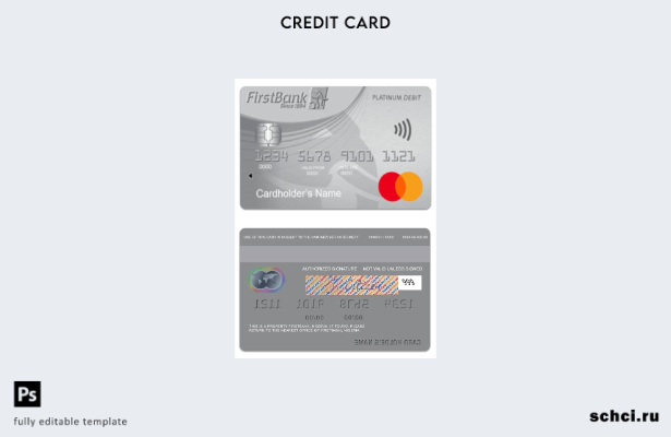 цифровая загрузка шаблона платиновой дебетовой карты Mastercard Нигерии FirstBan