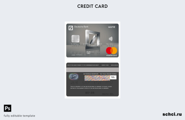 цифровая загрузка шаблона платиновой карты Mastercard Deutsche Bank в Германии