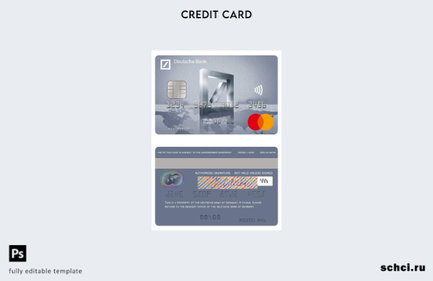 цифровая загрузка шаблона туристической карты Mastercard Deutsche Bank в Германи
