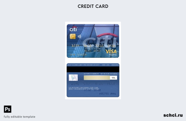 цифровая загрузка шаблона электронной карты Visa Citibank Перу