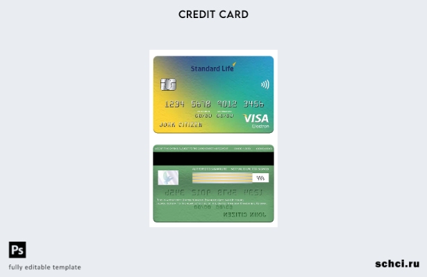 цифровая загрузка шаблона электронной карты Visa Standard Life Bank Соединенного