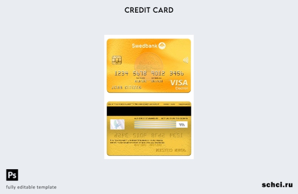цифровая загрузка шаблона электронной карты Visa Swedbank Литвы