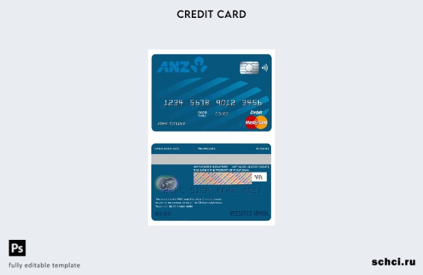 цифровая загрузка шаблона Mastercard банка Австралии ANZ