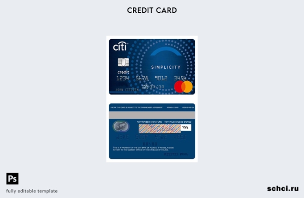 цифровая загрузка шаблона Mastercard для простоты Польши CitiBank