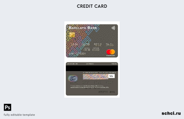 цифровая загрузка шаблона Mastercard USA Barclays Bank
