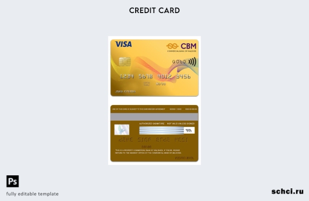 цифровая загрузка шаблона Visa Gold Card Коммерческого банка Мальдив Мальдивских