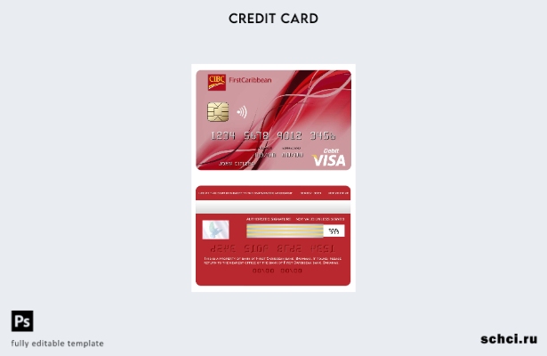 цифровая загрузка Bahamas First Caribbean Bank, шаблон дебетовой визы для визы