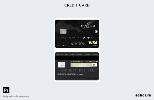 цифровая загрузка Brunei Baiduri Bank Royal Brunei Visa Infinite, шаблон кредитн