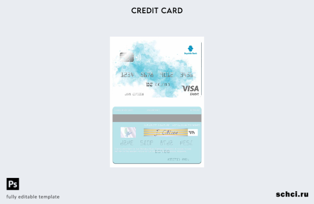 цифровая загрузка Grenada Republic Bank Шаблон дебетовой карты Visa Grenada