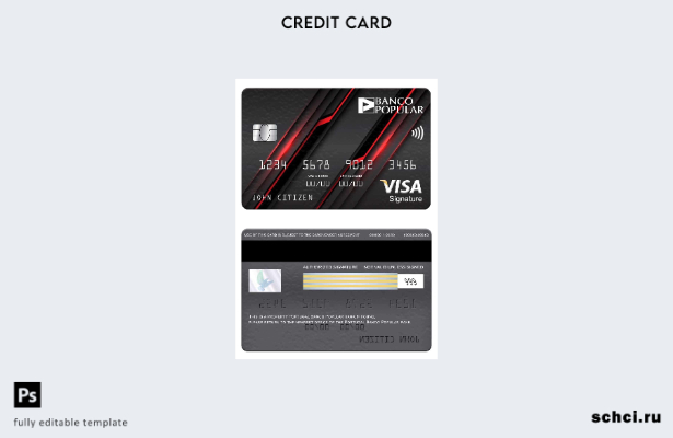 цифровая загрузка Portugal Banco Популярный шаблон банковской карты для подписи