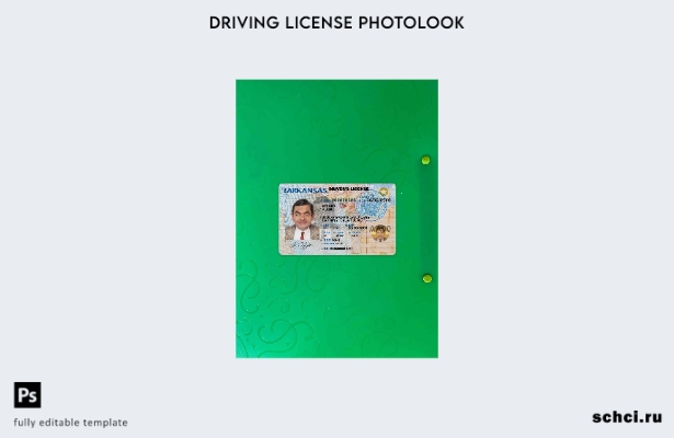 цифровая загрузка США Арканзас DL шаблон Photolook FRONT