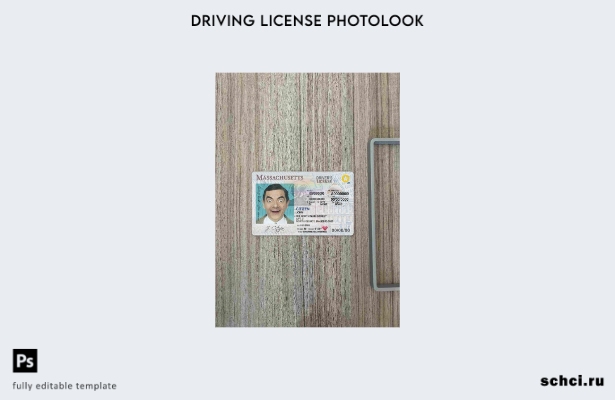 цифровая загрузка США Массачусетс DL шаблон Photolook FRONT