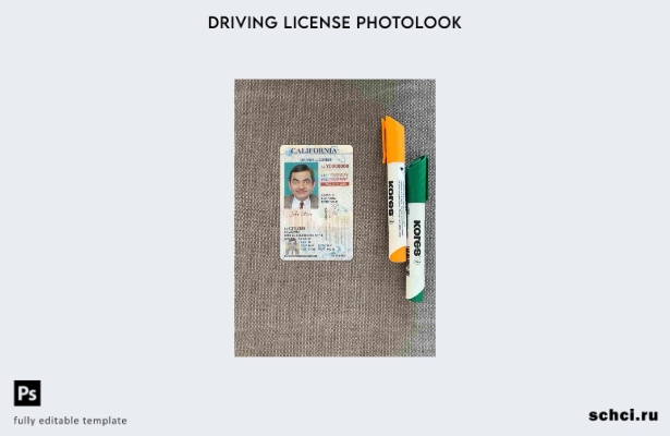 цифровая загрузка водительских прав США, Калифорния, под шаблоном Photolook FRON