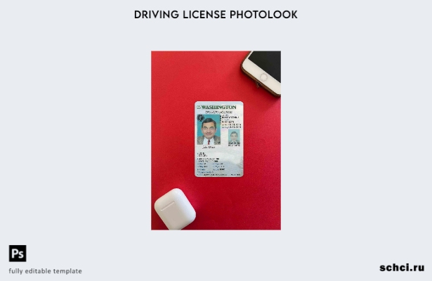 цифровая загрузка водительских прав США, штат Вашингтон, под шаблоном Photolook