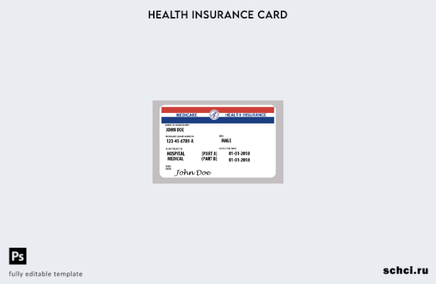 цифровая загрузка шаблона карты медицинского страхования Medicare в США