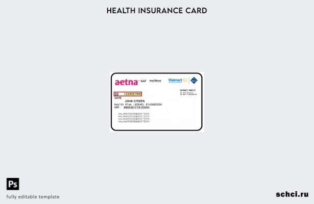 цифровая загрузка шаблона карты медицинского страхования New York Aetna Inc.