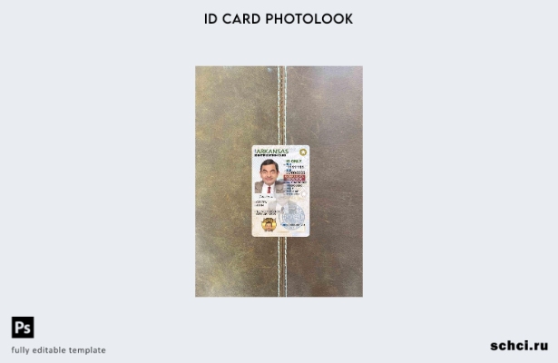 цифровая загрузка США Арканзас ID карта под шаблоном Photolook FRONT