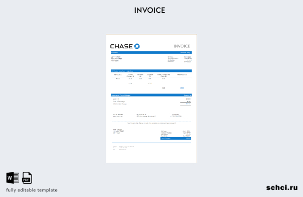 скачать цифровой шаблон счета фактуры USA Chase