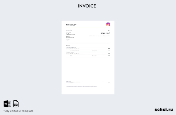 цифровая загрузка шаблона счета фактуры в Instagram в США