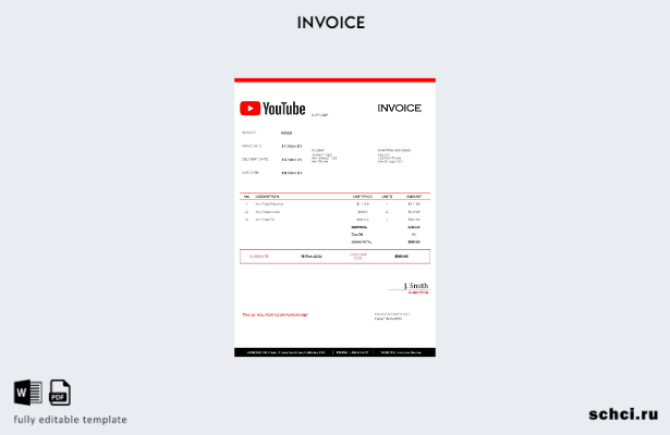 цифровая загрузка шаблона счета фактуры на YouTube в США