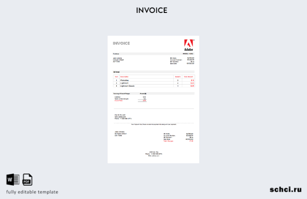 цифровая загрузка шаблона счета фактуры Adobe в США