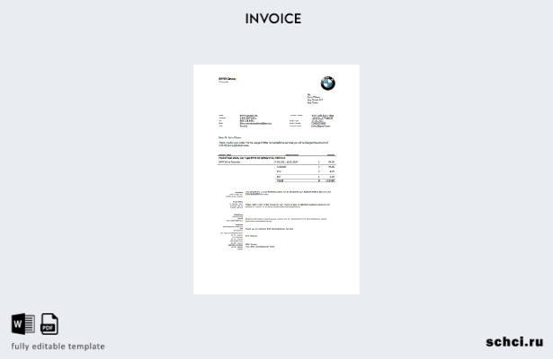 цифровая загрузка шаблона счета фактуры BMW () в США