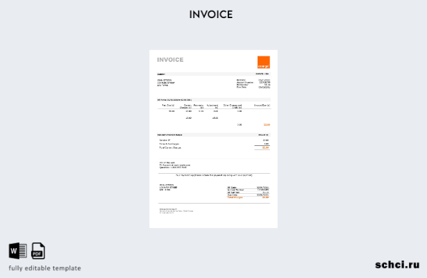 цифровая загрузка шаблона счета фактуры USA Orange