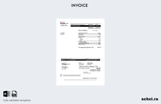 цифровая загрузка шаблона счета фактуры USA Verizon