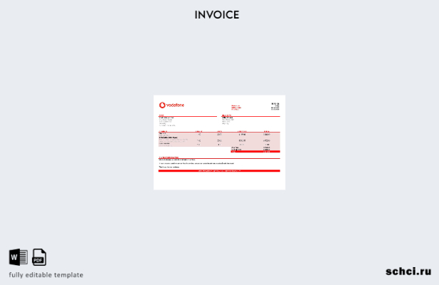 цифровая загрузка шаблона счета фактуры Vodafone в США