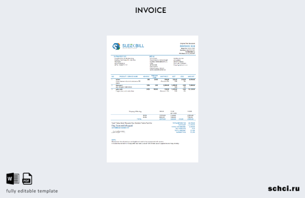 цифровая загрузка India Sleek Bill, шаблон счета фактуры компании разработчика п