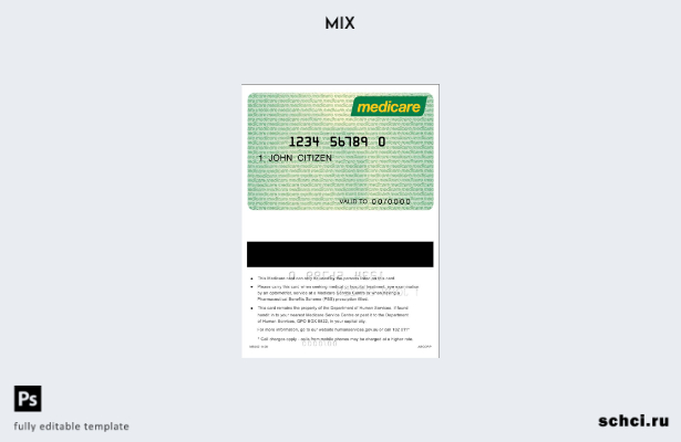 скачать цифровой шаблон карты Medicare в Австралии
