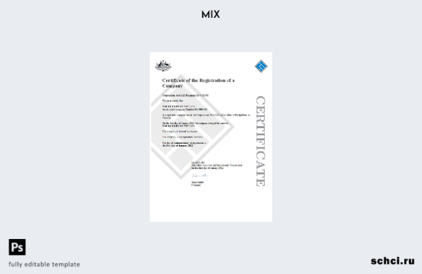 цифровая загрузка шаблона регистрации сертификата компании Aust (ASIC)
