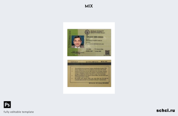 цифровая загрузка шаблона удостоверения личности филиппинского внутреннего бюро