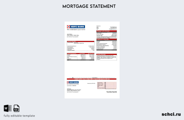 загрузка в цифровом формате, Индия HDFC Bank, выписка по ипотеке, шаблон в форма