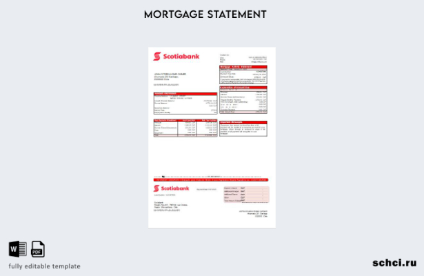 скачать в цифровом формате шаблон выписки по ипотеке банка Scotiabank в Чили