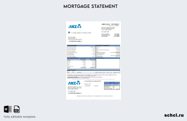 скачать в цифровом формате шаблон выписки по ипотеке в австралийском банке ANZ