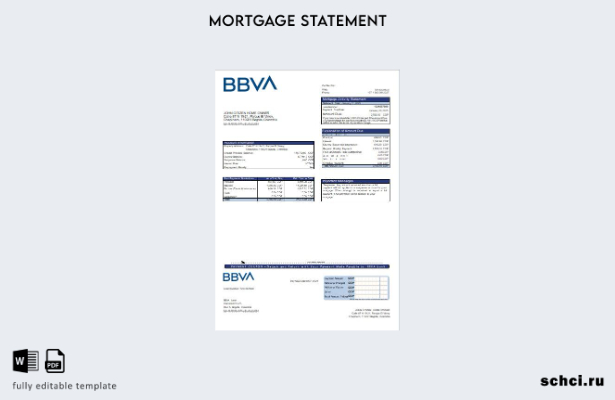 скачать цифровую версию шаблона выписки по ипотеке банка BBVA в Колумбии