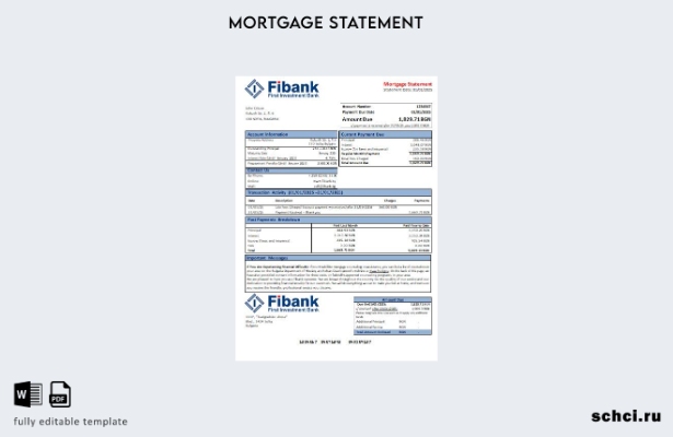 скачать цифровую версию шаблона выписки по ипотеке в банке Fibank в Болгарии