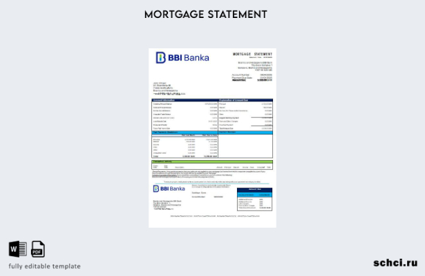 скачать цифровую версию шаблона выписки по ипотечному кредиту BBI Bank в Боснии